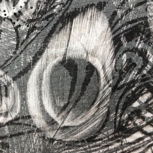 Forever 21 White and Gray Sleeveless Tank Top with Peacock Graphics and Sequins - Picture 11 of 12